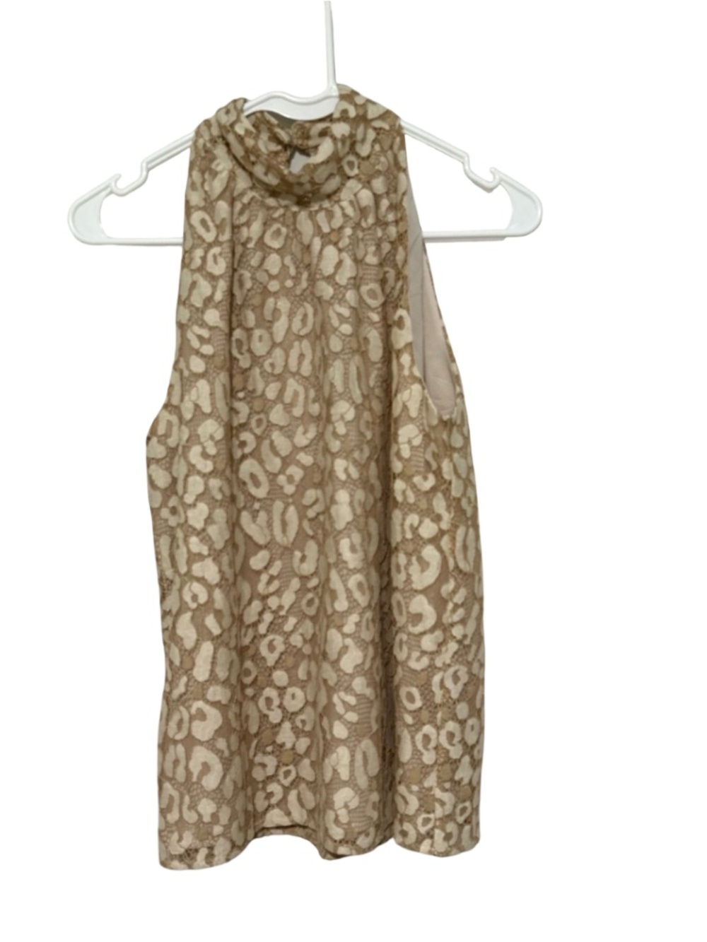 LOFT NWT Lace Animal Print‎ Chic High Neck Blouse Size Small